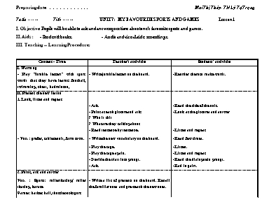Giáo án Tiếng Anh Lớp 5 - Tuần 6 đến 8 - Mai Thị Thúy